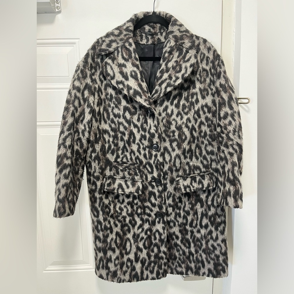 Leopard Coat mid length single breasted